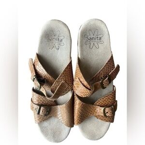 Sanita Daisy Debora Sandals Brown Womens Size 41 US 9.5 Strappy Mules Clogs